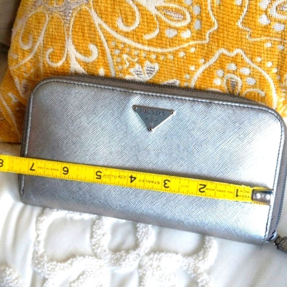 PRADA Metallic Leather Zip Around Wallet - Picture 10 of 16